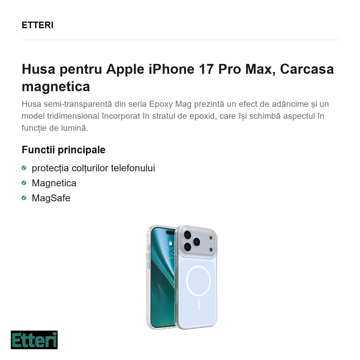 Husa pentru Apple iPhone 17 Pro Max, Carcasa magnetica, Albastru [4]