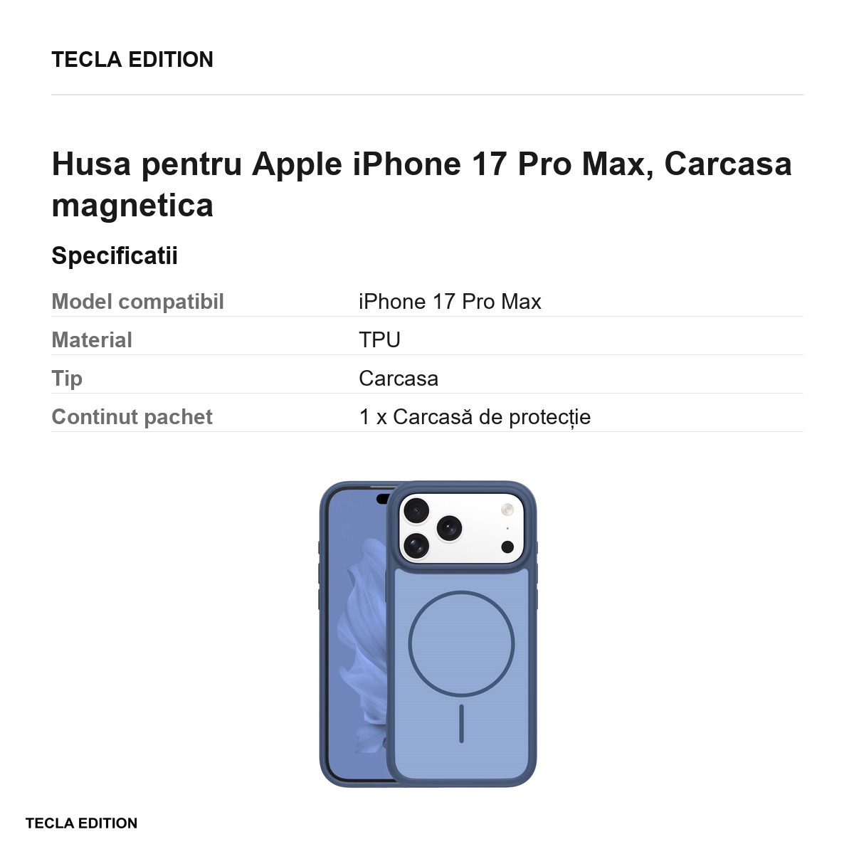 Husa pentru Apple iPhone 17 Pro Max, Carcasa magnetica, Albastru [3]