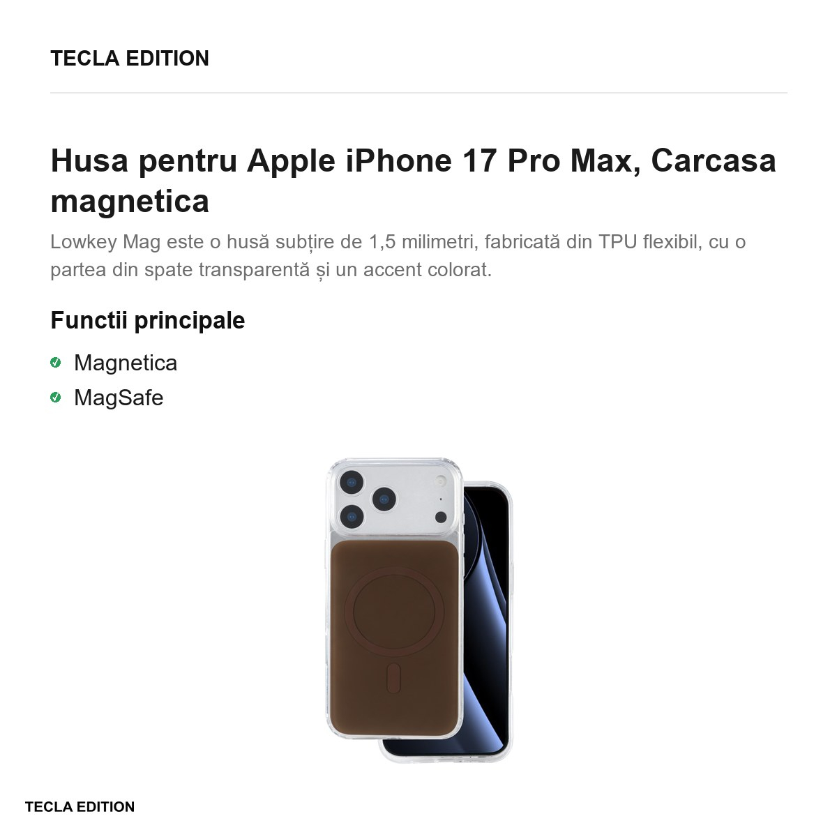Husa pentru Apple iPhone 17 Pro Max, Carcasa magnetica, Maro [2]