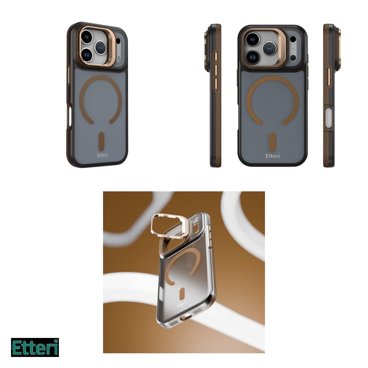Husa pentru Apple iPhone 17 Pro Max, Carcasa magnetica, Maro [4]