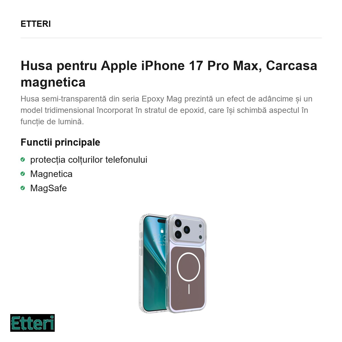 Husa pentru Apple iPhone 17 Pro Max, Carcasa magnetica, Maro [3]