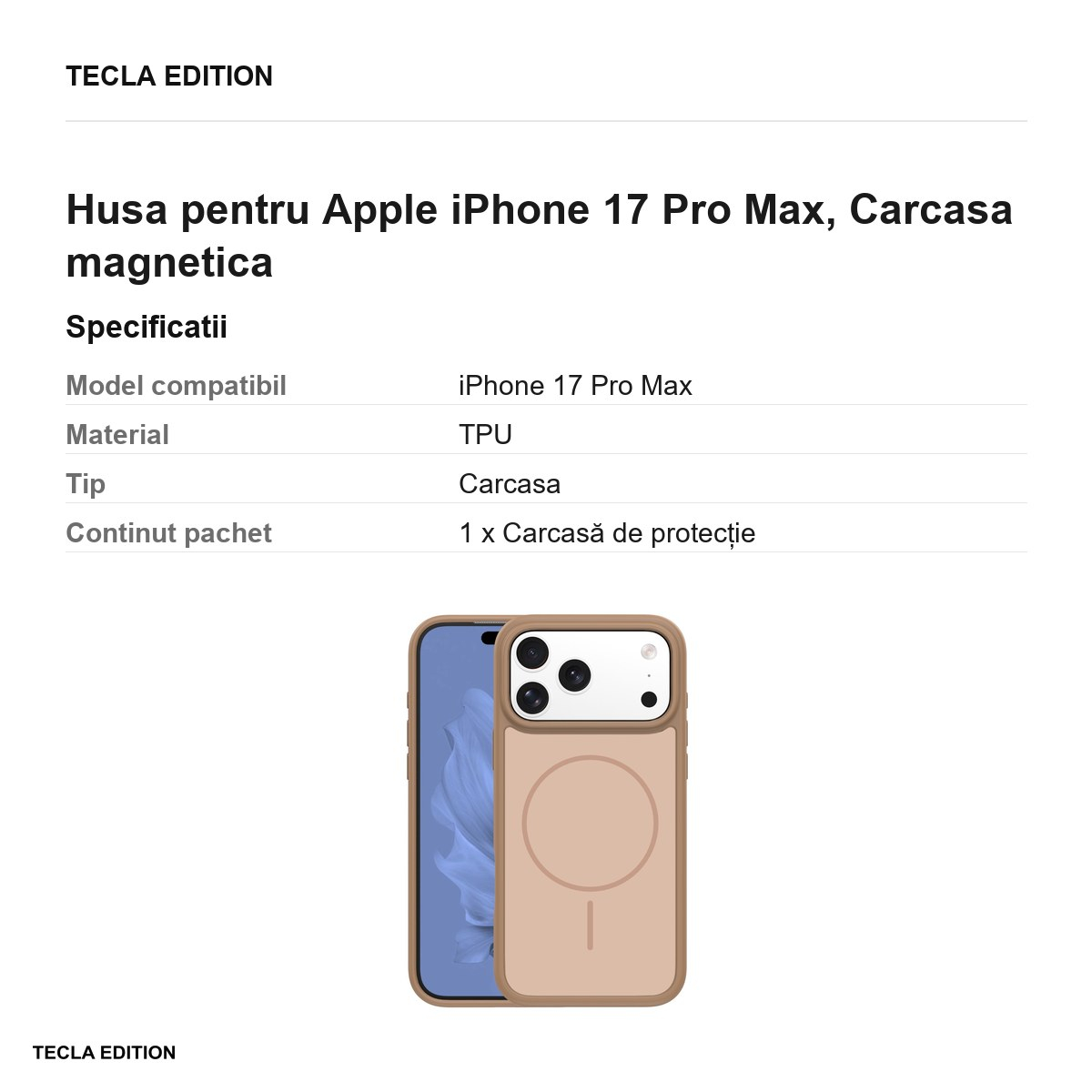 Husa pentru Apple iPhone 17 Pro Max, Carcasa magnetica, Maro [3]
