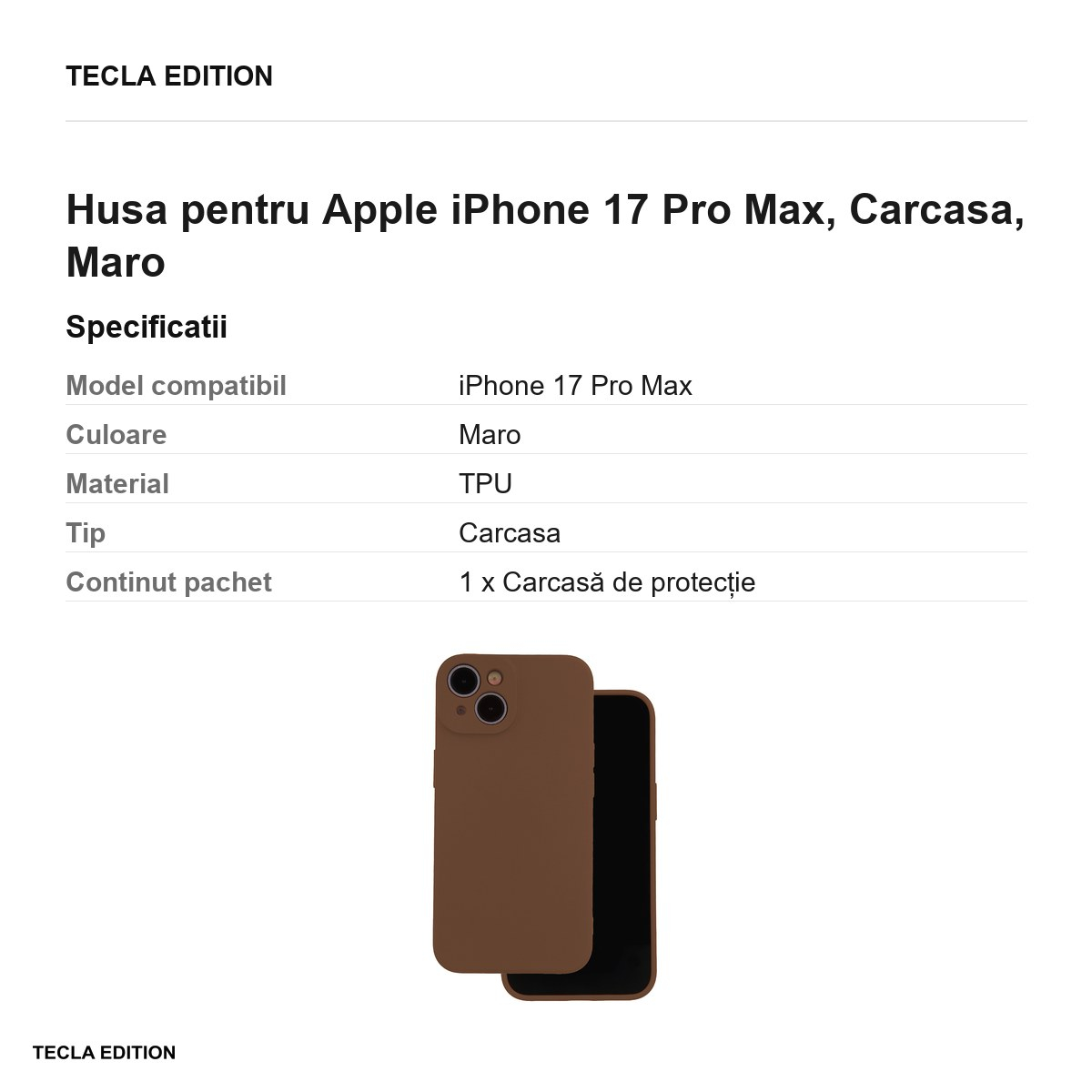 Husa pentru Apple iPhone 17 Pro Max, Carcasa, Maro [6]
