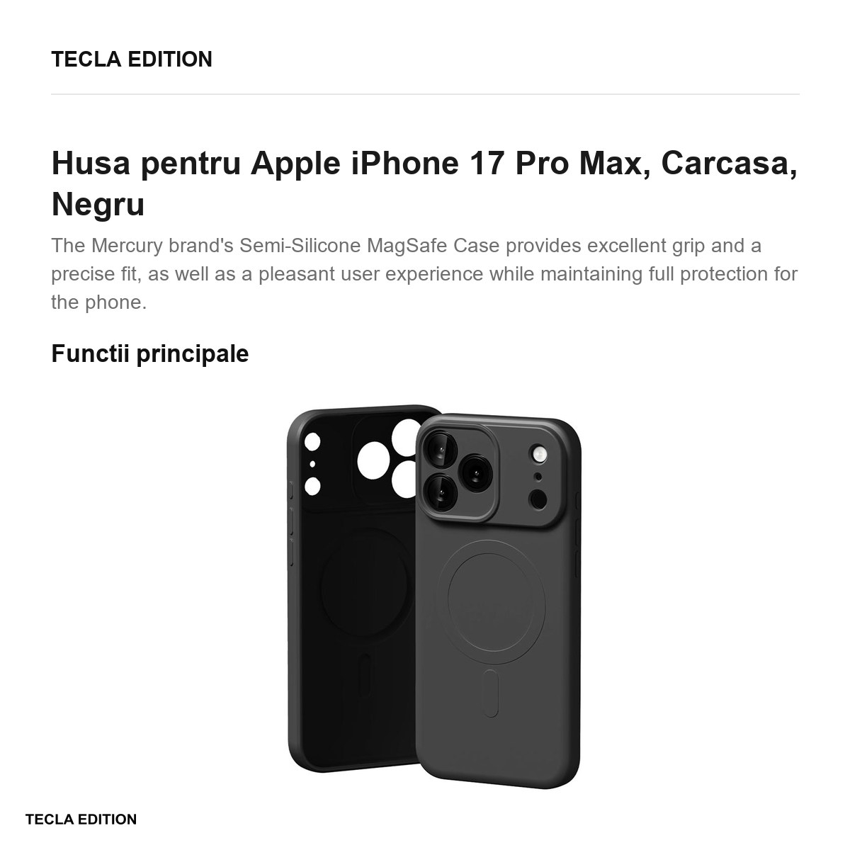 Husa pentru Apple iPhone 17 Pro Max, Carcasa, Negru [2]