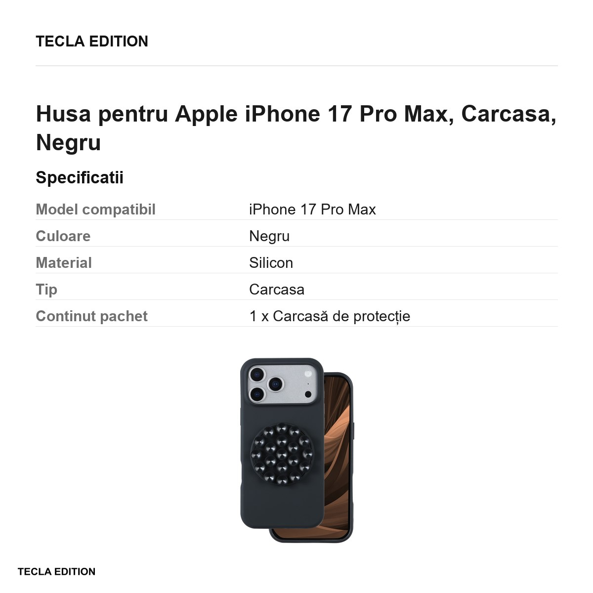 Husa pentru Apple iPhone 17 Pro Max, Carcasa, Negru [3]