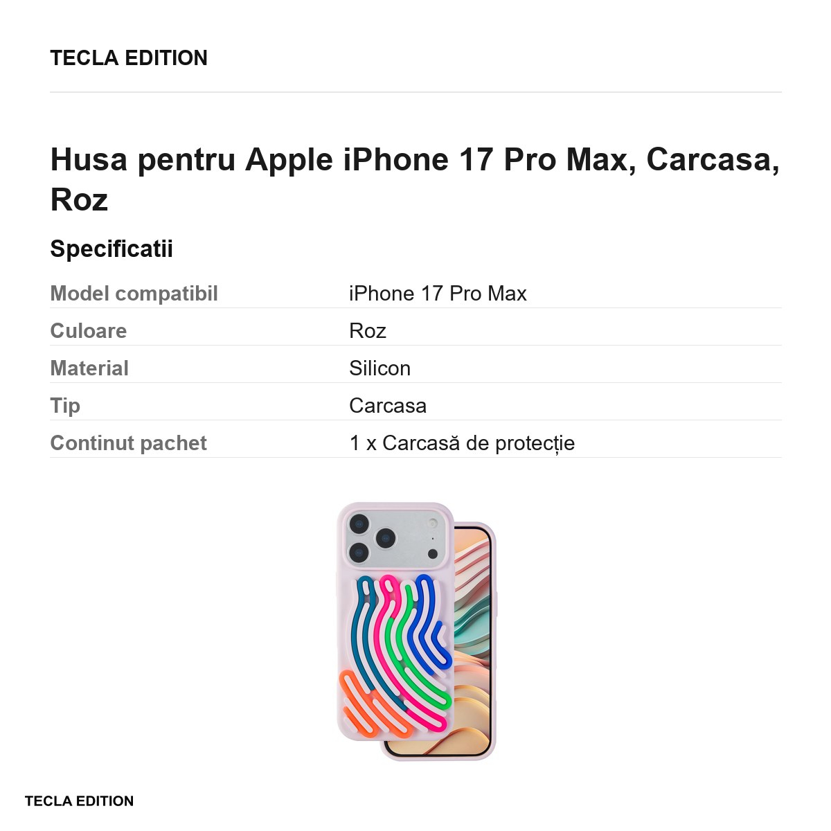 Husa pentru Apple iPhone 17 Pro Max, Carcasa, Roz [5]