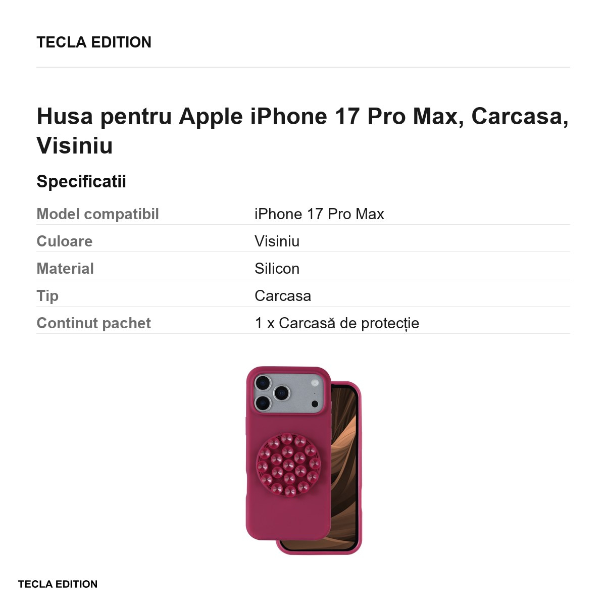 Husa pentru Apple iPhone 17 Pro Max, Carcasa, Visiniu [3]