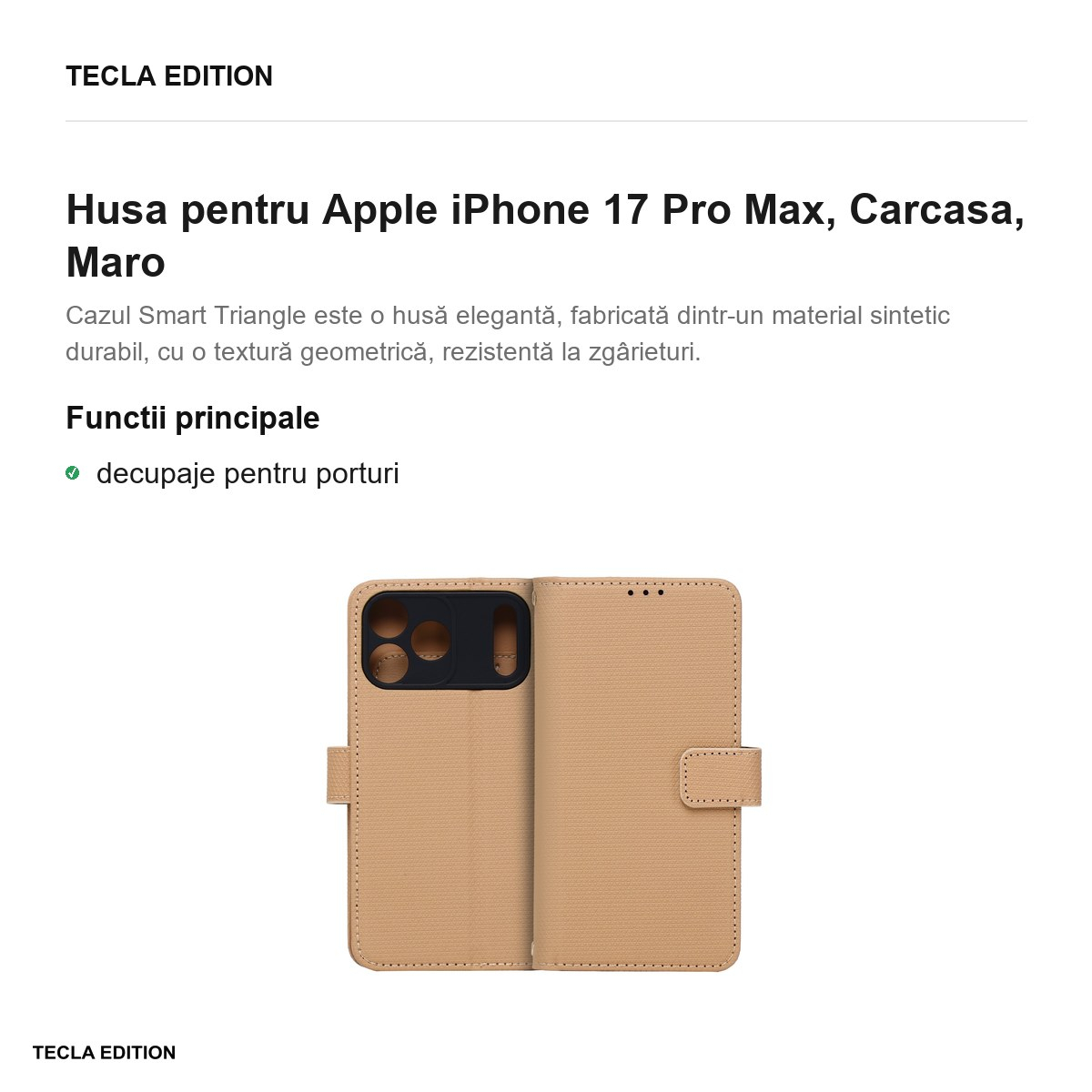 Husa pentru Apple iPhone 17 Pro Max, tip carte, Maro [2]