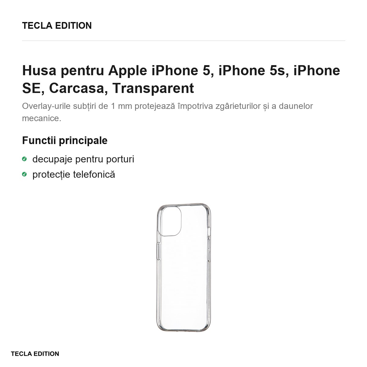 Husa pentru Apple iPhone 5, iPhone 5s, iPhone SE, Carcasa, Transparent [2]