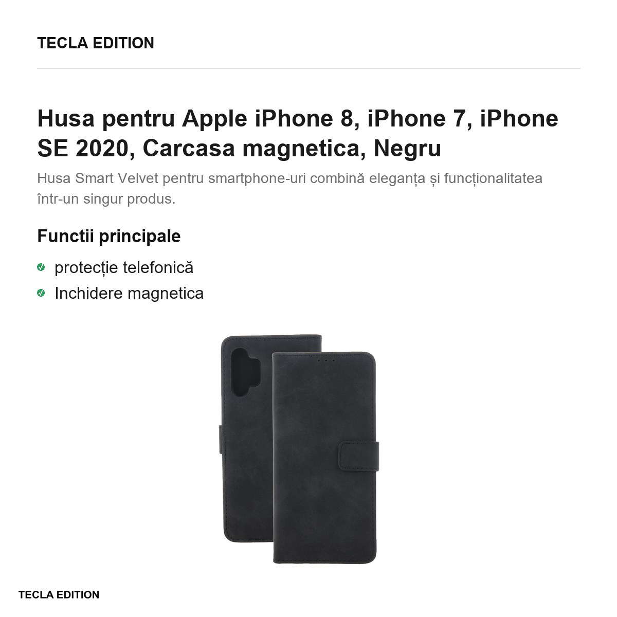 Husa pentru Apple iPhone 8, iPhone 7, iPhone SE 2020, Carcasa magnetica, Negru [2]