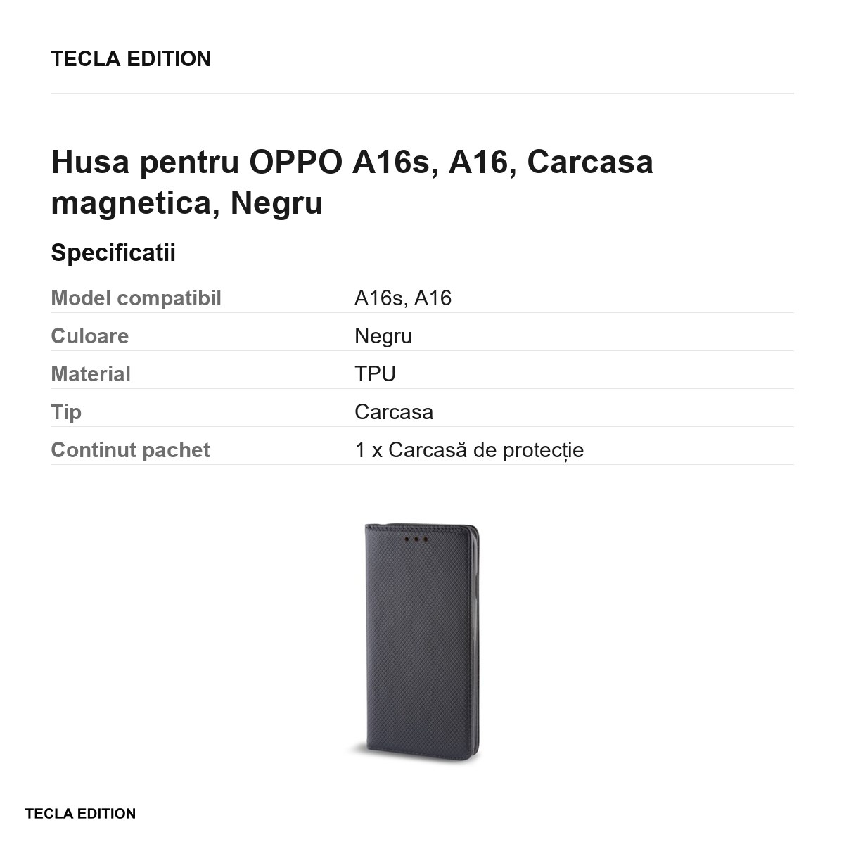 Husa pentru OPPO A16s, A16, Carcasa magnetica, Negru [3]