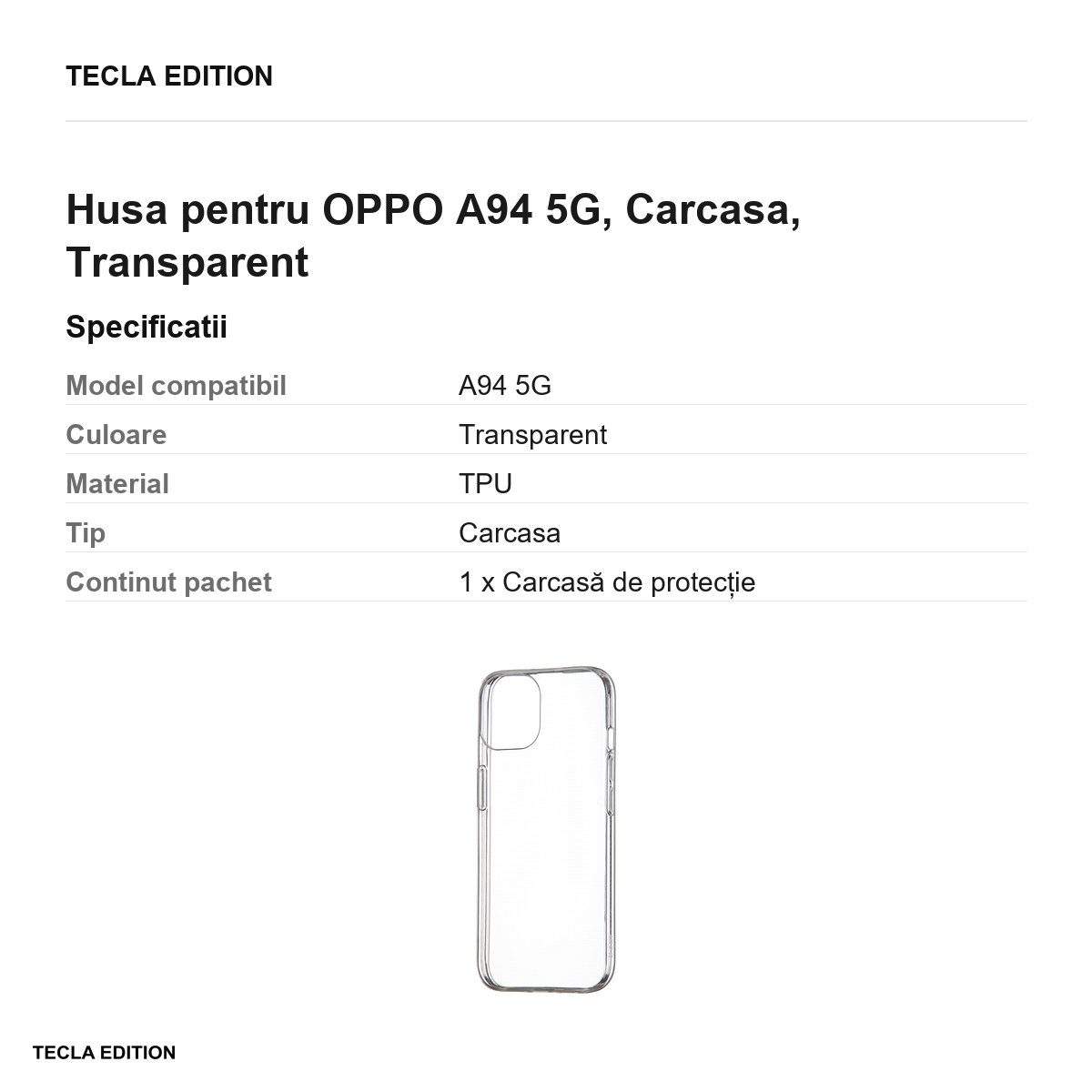 Husa pentru OPPO A94 5G, Carcasa, Transparent [3]