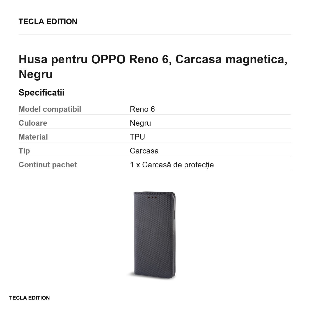Husa pentru OPPO Reno 6, Carcasa magnetica, Negru [3]