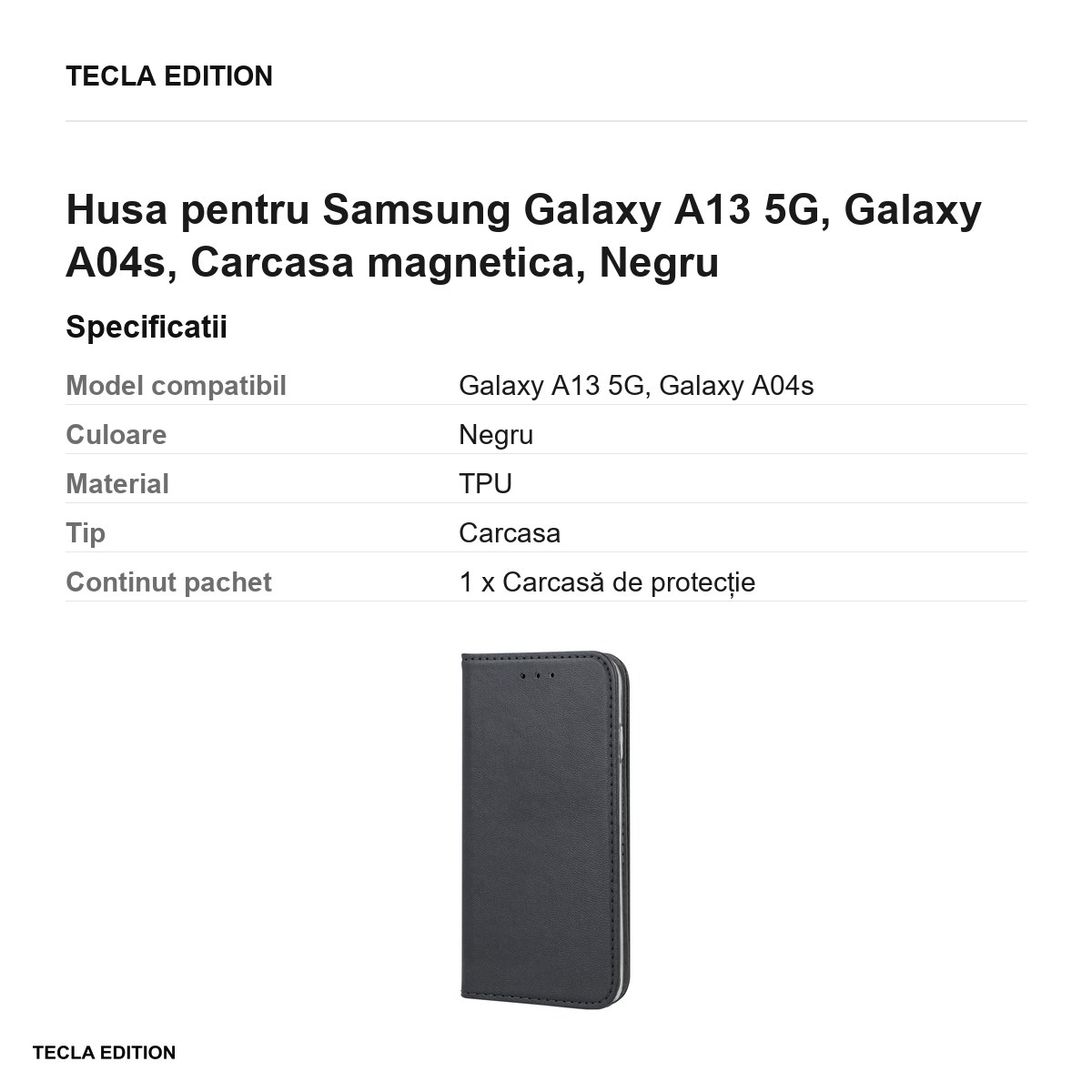 Husa pentru Samsung Galaxy A13 5G, Galaxy A04s, Carcasa magnetica, Negru [3]