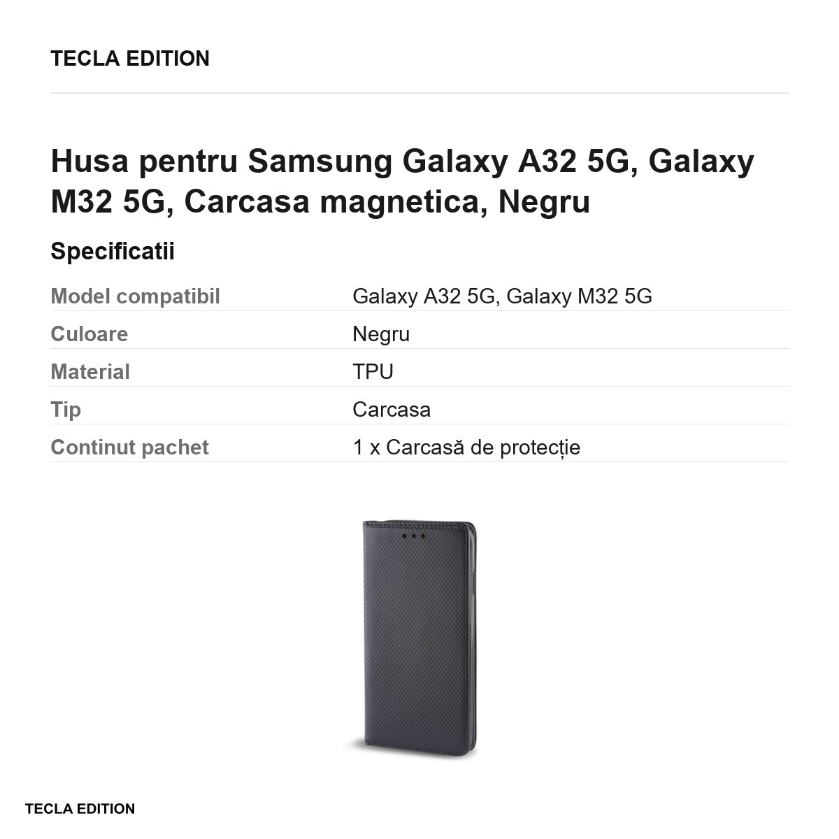Husa pentru Samsung Galaxy A32 5G, Galaxy M32 5G, Carcasa magnetica, Negru [3]