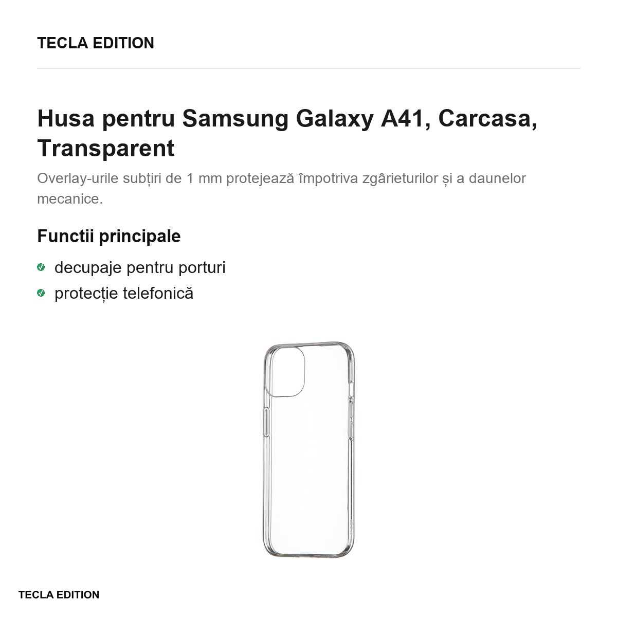 Husa pentru Samsung Galaxy A41, Carcasa, Transparent [2]