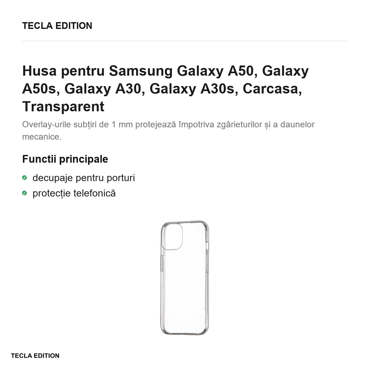 Husa pentru Samsung Galaxy A50, Galaxy A50s, Galaxy A30, Galaxy A30s, Carcasa, Transparent [2]
