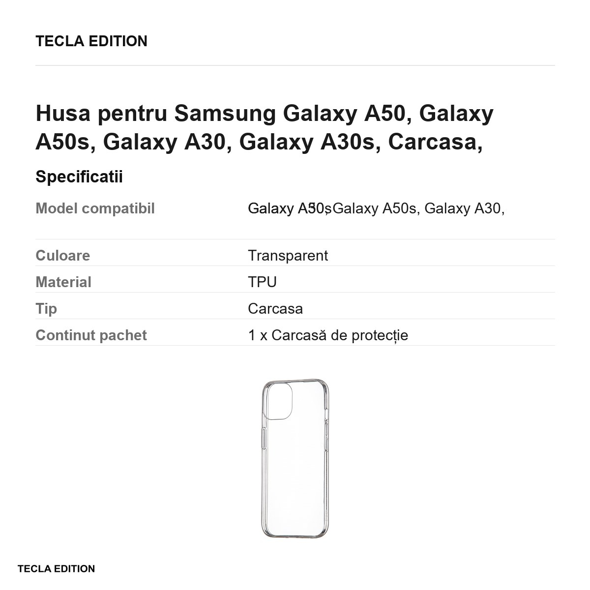 Husa pentru Samsung Galaxy A50, Galaxy A50s, Galaxy A30, Galaxy A30s, Carcasa, Transparent [3]