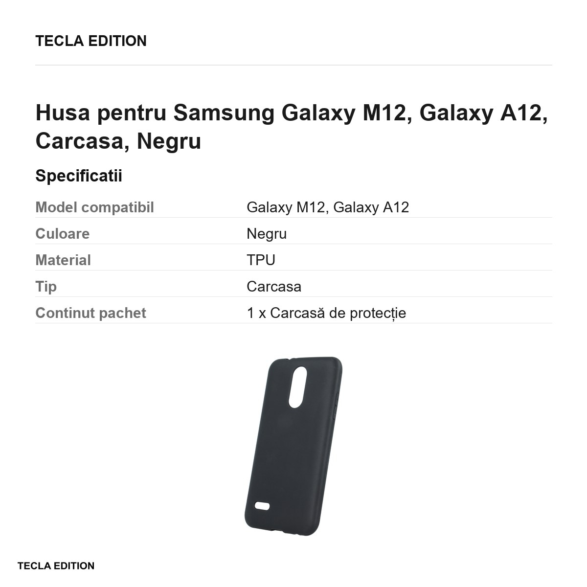 Husa pentru Samsung Galaxy M12, Galaxy A12, Carcasa, Negru [3]