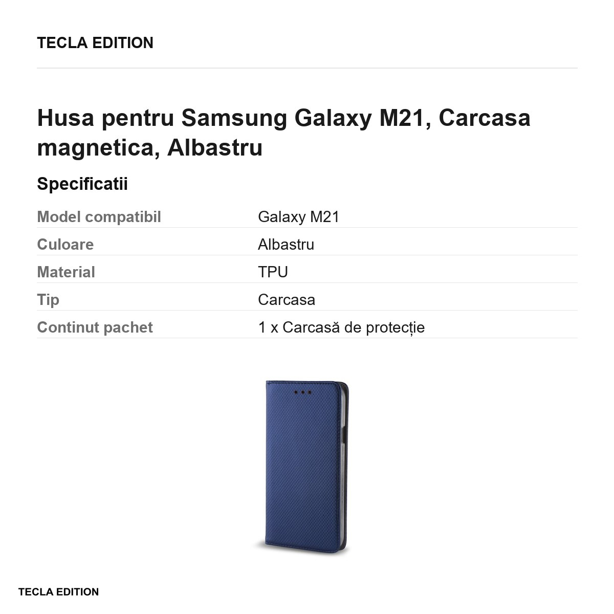 Husa pentru Samsung Galaxy M21, Carcasa magnetica, Albastru [3]