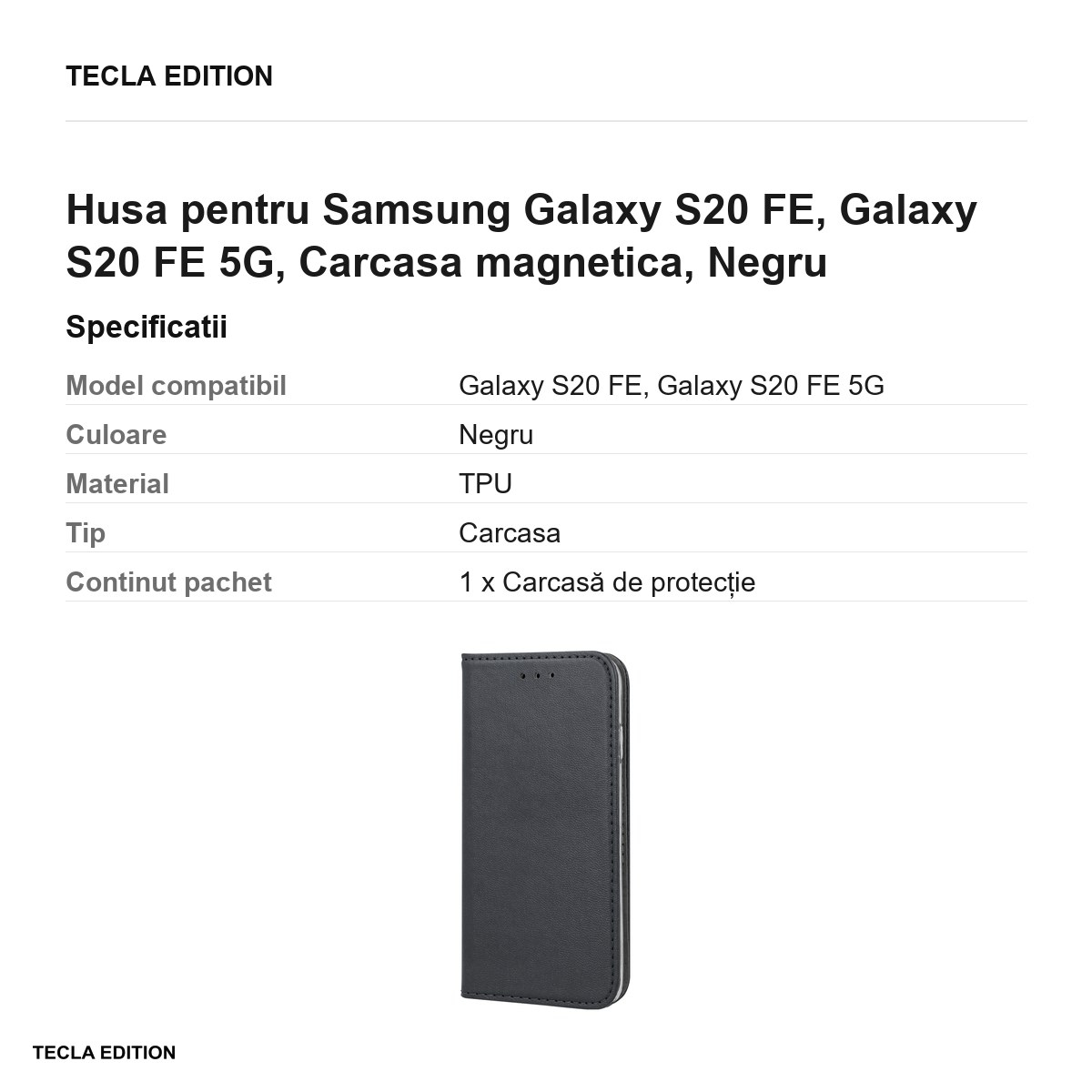 Husa pentru Samsung Galaxy S20 FE, Galaxy S20 FE 5G, Carcasa magnetica, Negru [3]