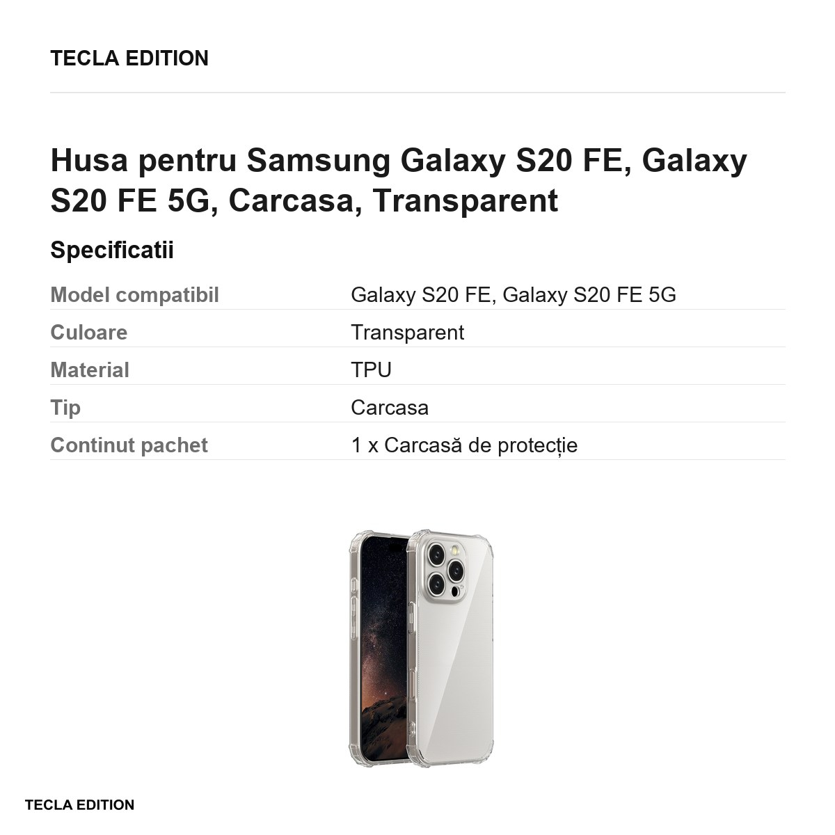 Husa pentru Samsung Galaxy S20 FE, Galaxy S20 FE 5G, Carcasa, Transparent [3]