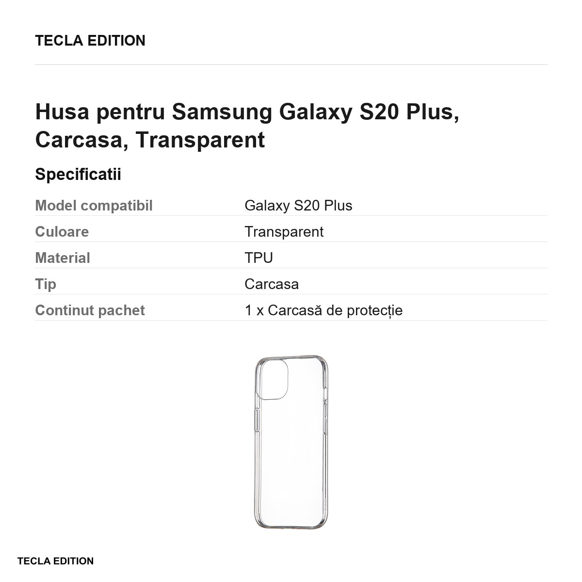 Husa pentru Samsung Galaxy S20 Plus, Carcasa, Transparent [3]