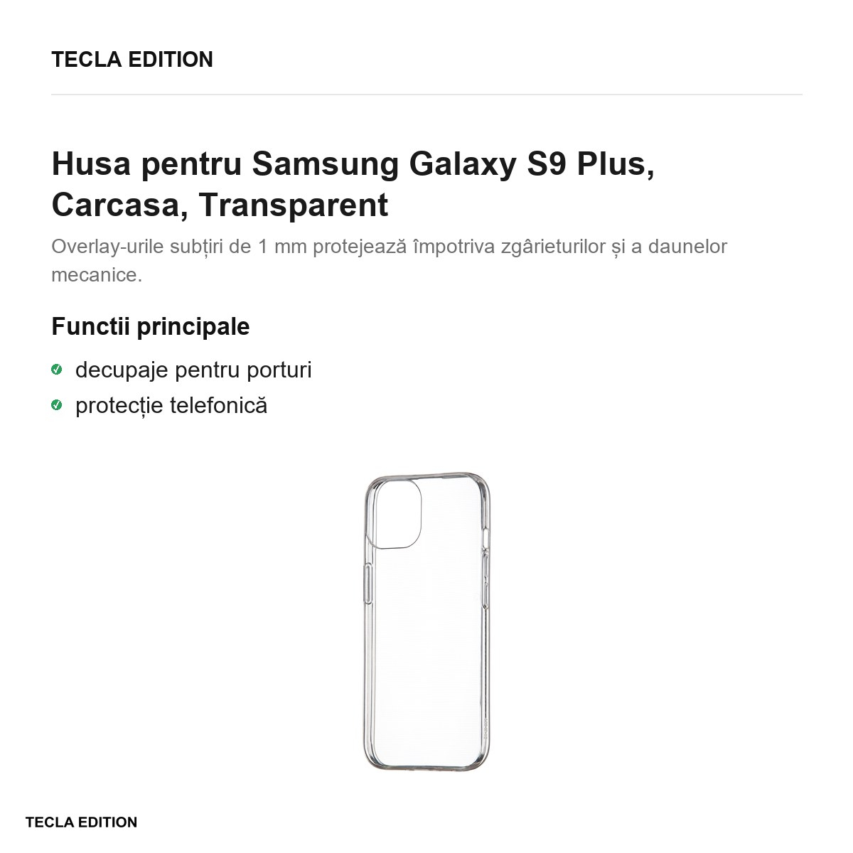 Husa pentru Samsung Galaxy S9 Plus, Carcasa, Transparent [2]