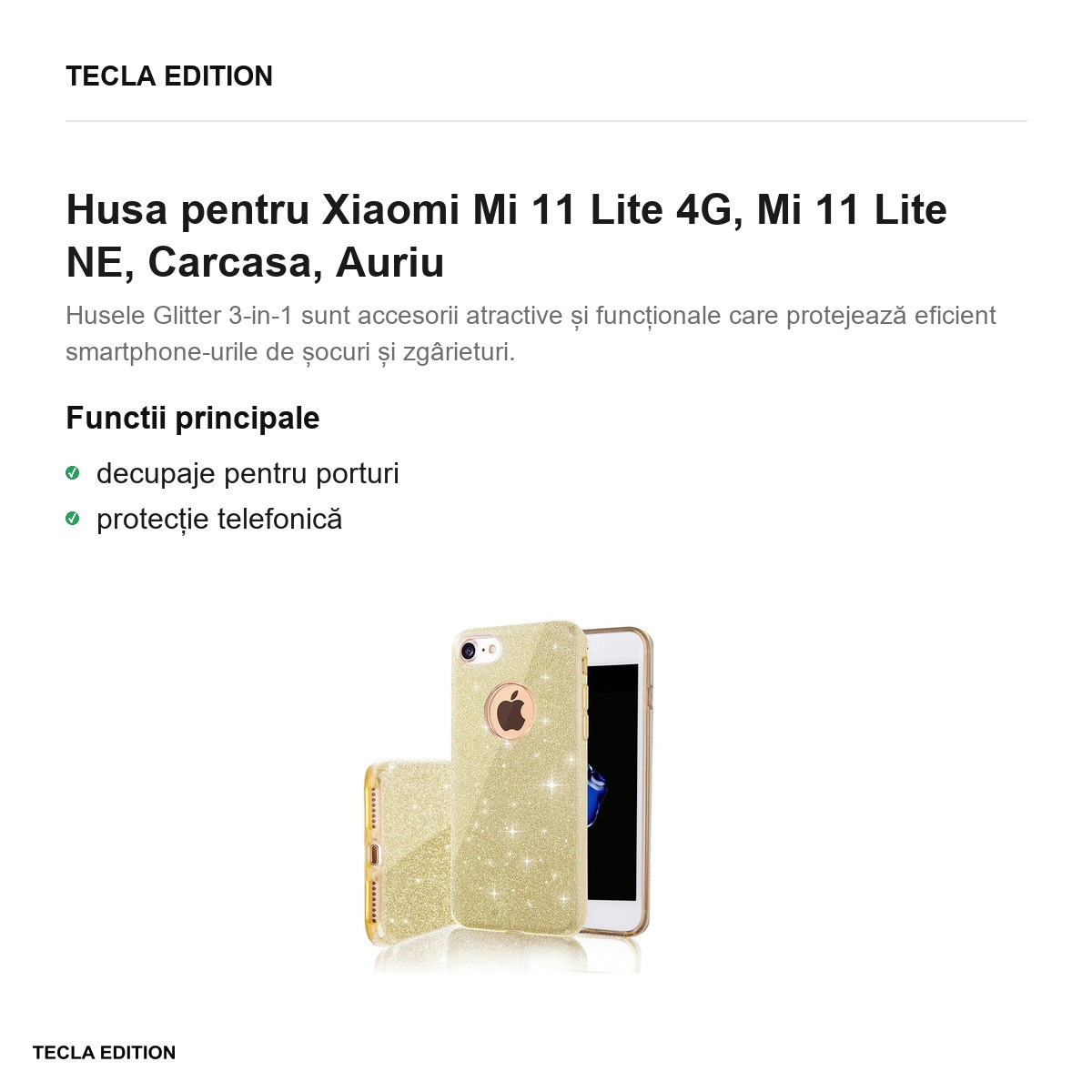 Husa pentru Xiaomi Mi 11 Lite 4G, Mi 11 Lite NE, Carcasa, Auriu [2]