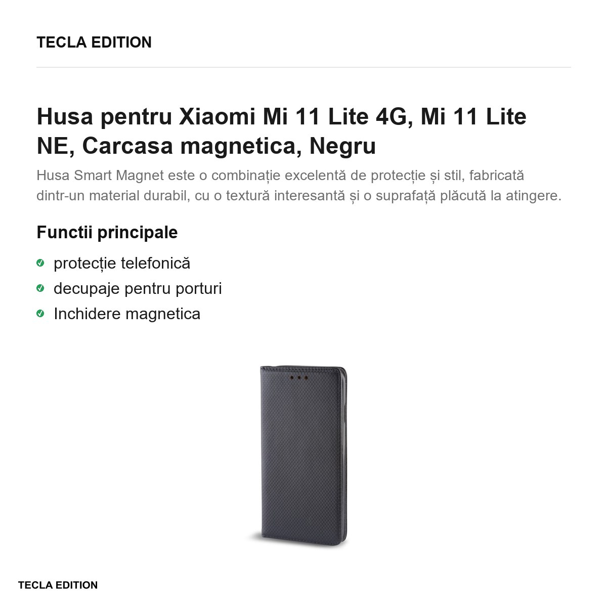 Husa pentru Xiaomi Mi 11 Lite 4G, Mi 11 Lite NE, Carcasa magnetica, Negru [2]
