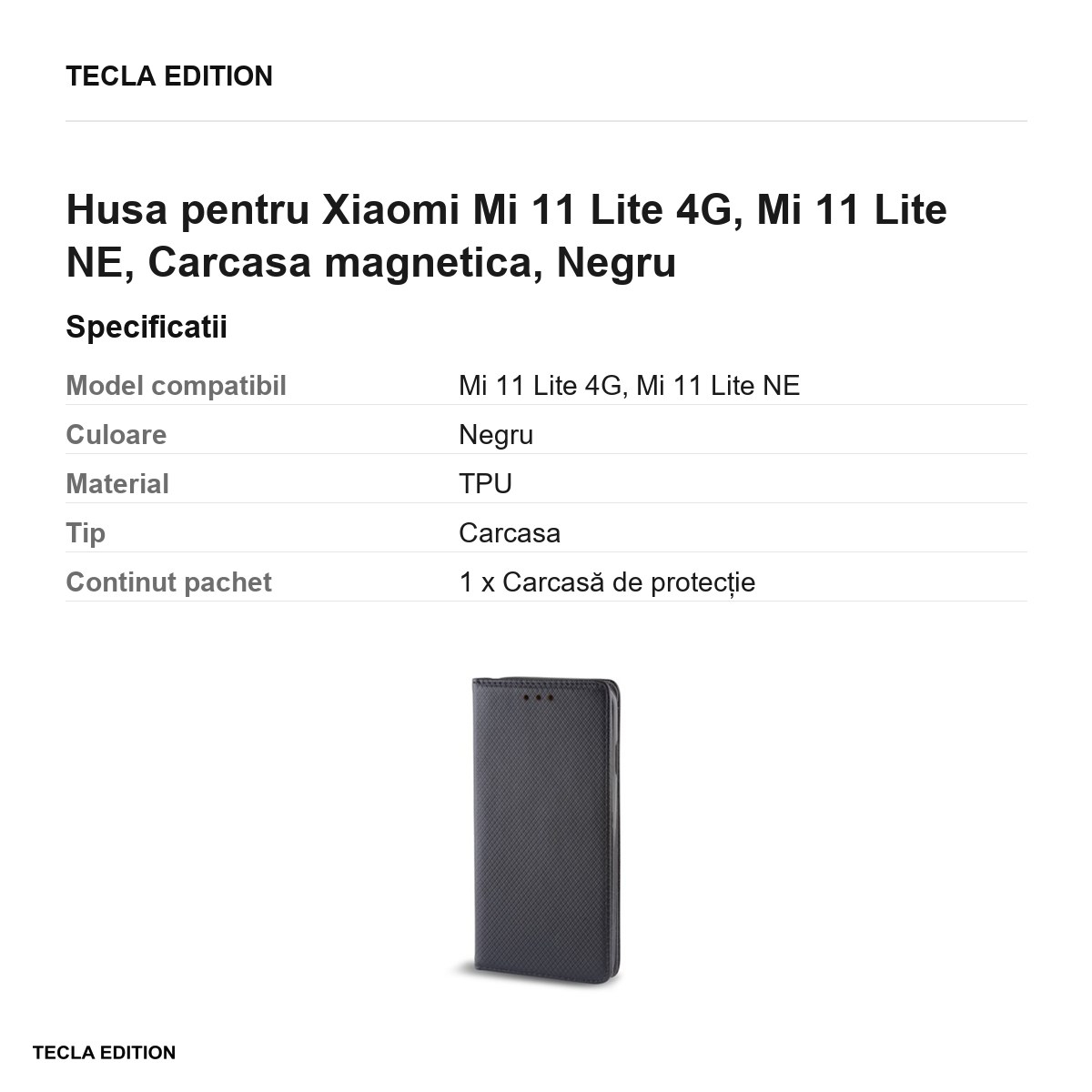 Husa pentru Xiaomi Mi 11 Lite 4G, Mi 11 Lite NE, Carcasa magnetica, Negru [3]