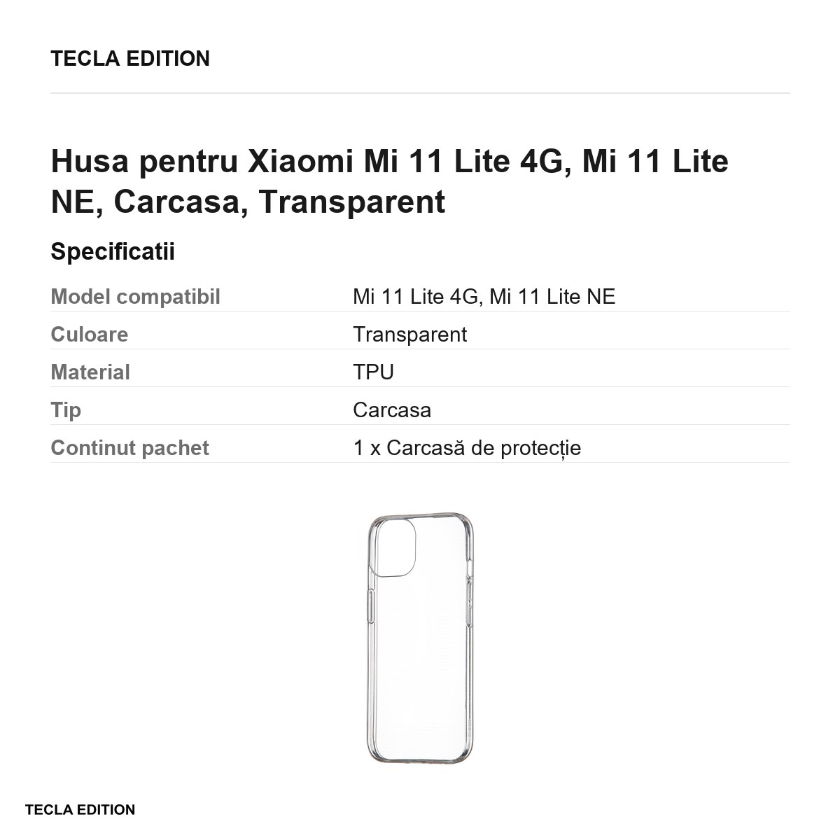 Husa pentru Xiaomi Mi 11 Lite 4G, Mi 11 Lite NE, Carcasa, Transparent [3]
