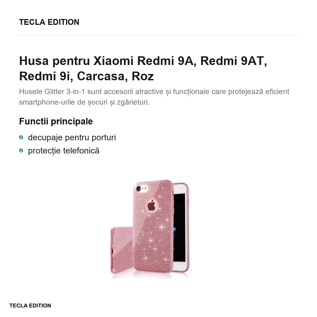 Husa pentru Xiaomi Redmi 9A, Redmi 9AT, Redmi 9i, Carcasa, Roz [2]