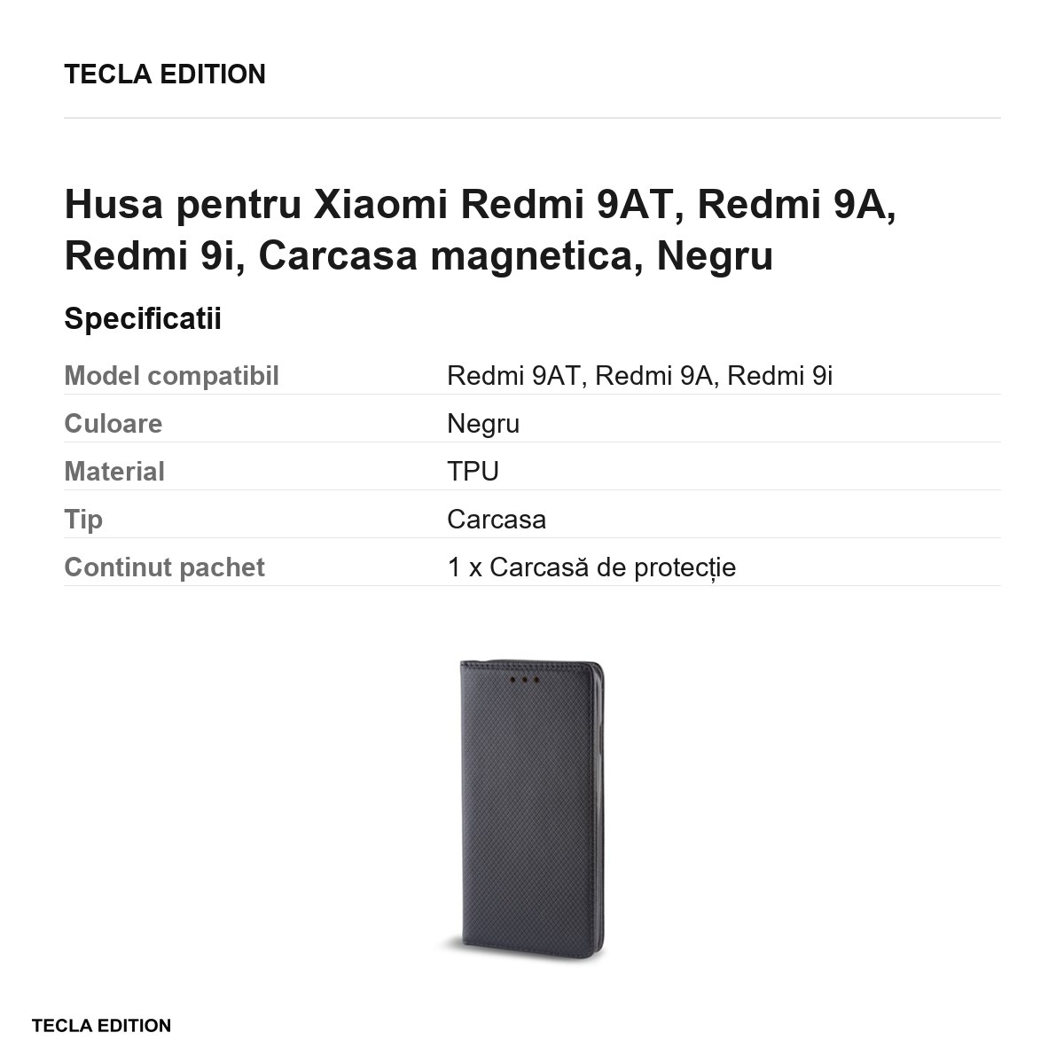 Husa pentru Xiaomi Redmi 9AT, Redmi 9A, Redmi 9i, Carcasa magnetica, Negru [3]
