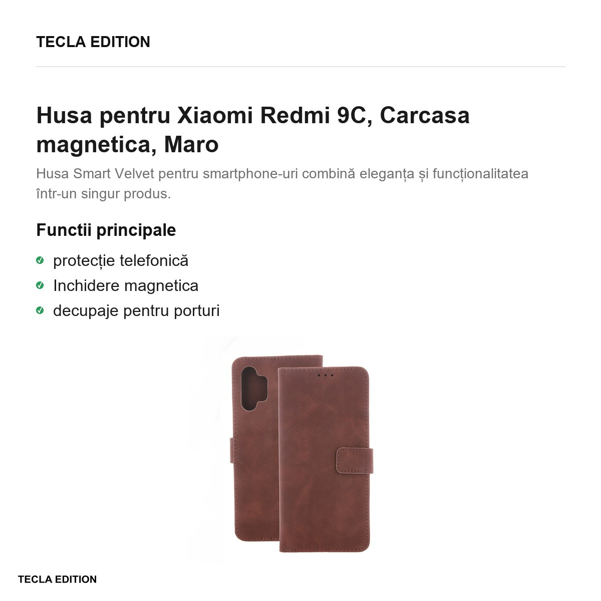 Husa pentru Xiaomi Redmi 9C, Carcasa magnetica, Maro [2]