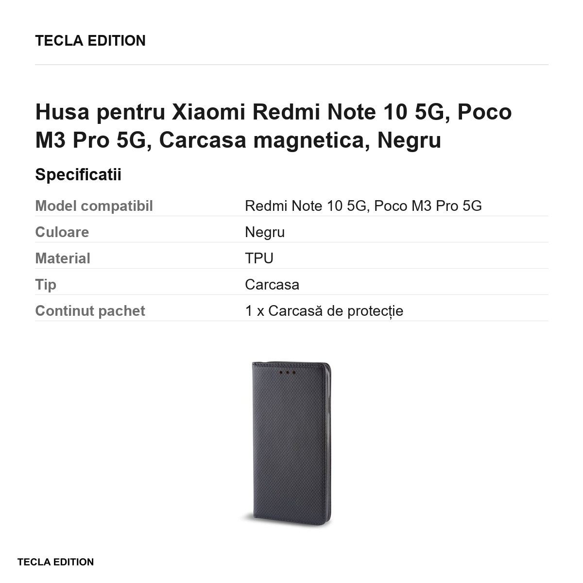 Husa pentru Xiaomi Redmi Note 10 5G, Poco M3 Pro 5G, Carcasa magnetica, Negru [3]