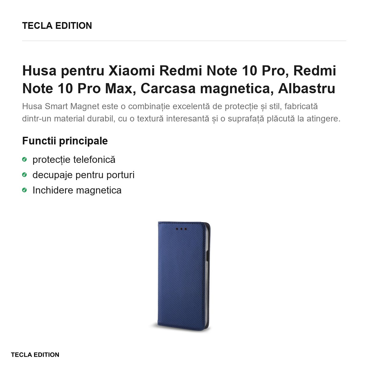 Husa pentru Xiaomi Redmi Note 10 Pro, Redmi Note 10 Pro Max, Carcasa magnetica, Albastru [2]