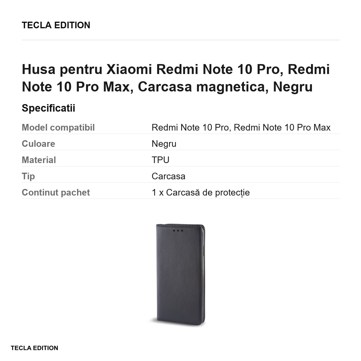 Husa pentru Xiaomi Redmi Note 10 Pro, Redmi Note 10 Pro Max, Carcasa magnetica, Negru [3]