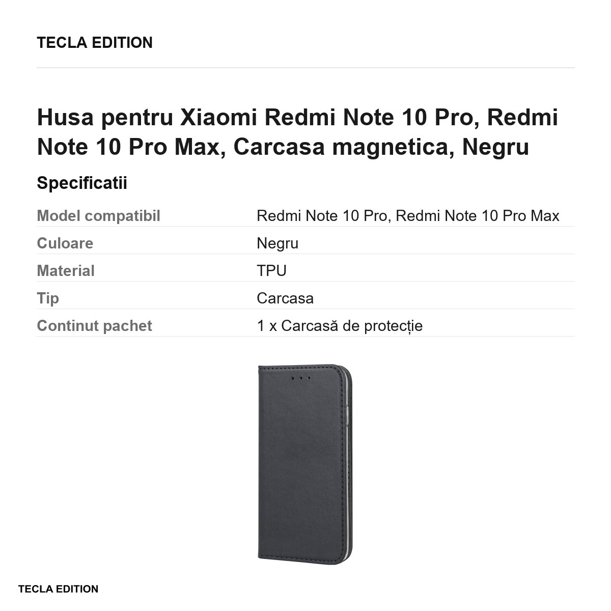 Husa pentru Xiaomi Redmi Note 10 Pro, Redmi Note 10 Pro Max, Carcasa magnetica, Negru [3]