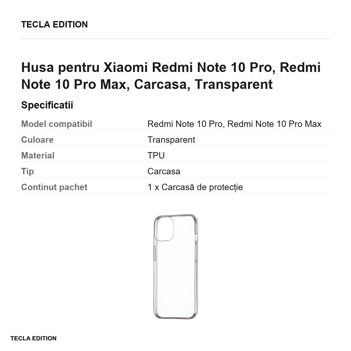 Husa pentru Xiaomi Redmi Note 10 Pro, Redmi Note 10 Pro Max, Carcasa, Transparent [3]