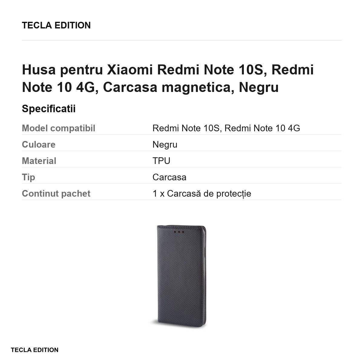 Husa pentru Xiaomi Redmi Note 10S, Redmi Note 10 4G, Carcasa magnetica, Negru [3]