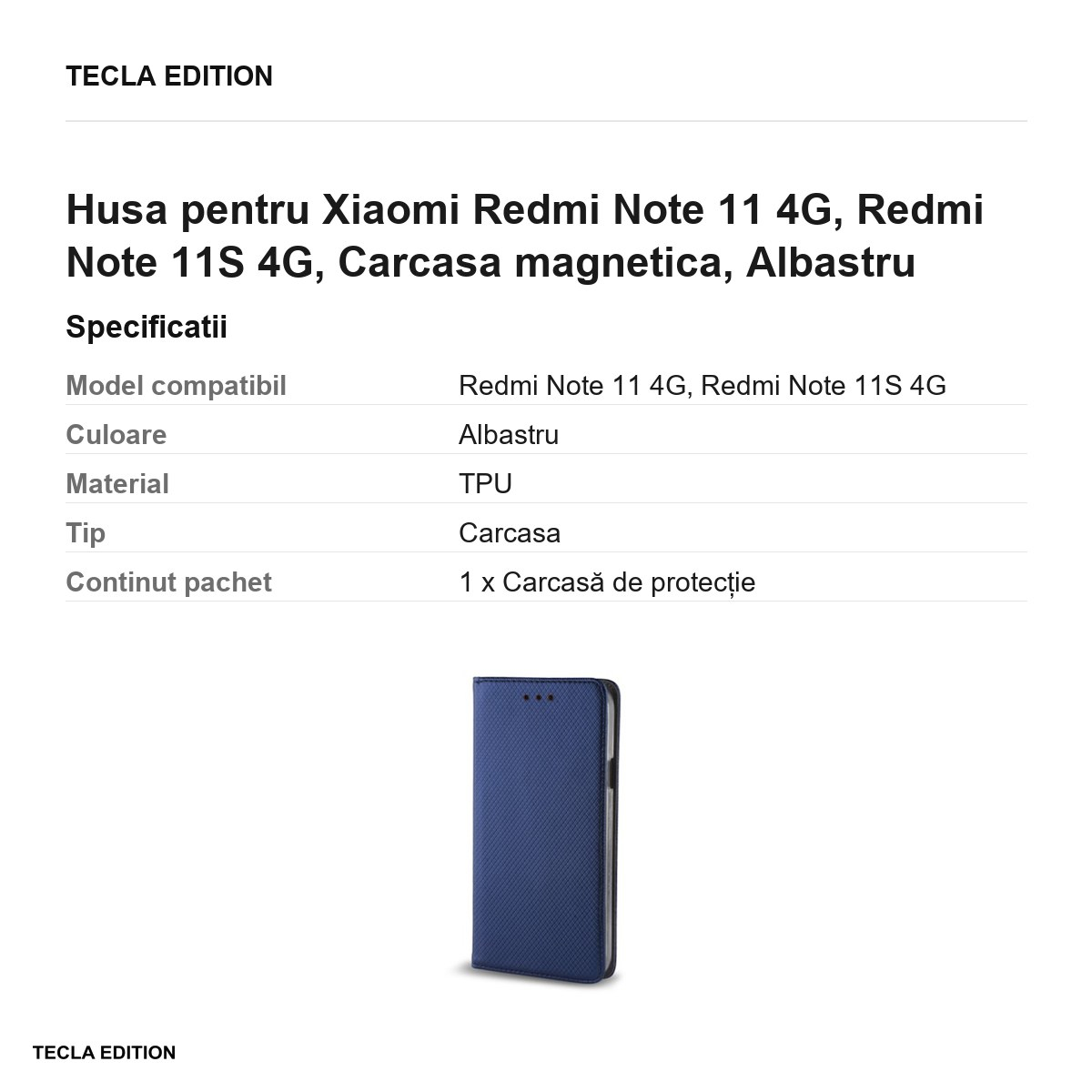 Husa pentru Xiaomi Redmi Note 11 4G, Redmi Note 11S 4G, Carcasa magnetica, Albastru [3]