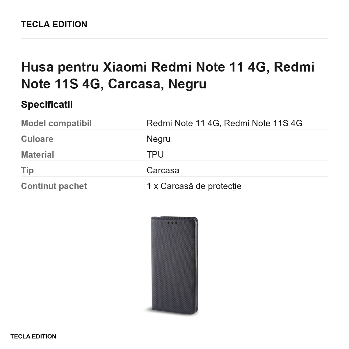 Husa pentru Xiaomi Redmi Note 11 4G, Redmi Note 11S 4G, Carcasa, Negru [3]