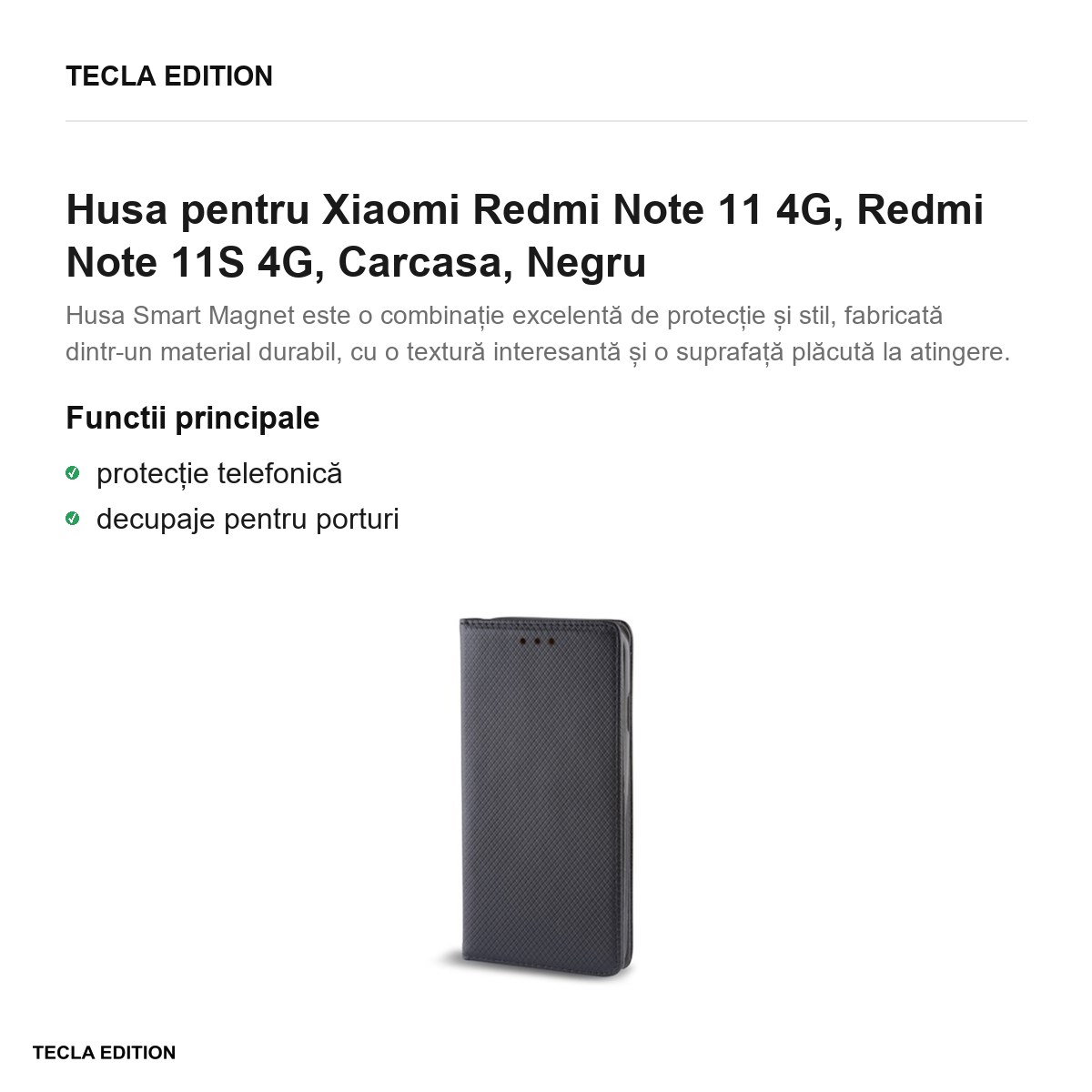 Husa pentru Xiaomi Redmi Note 11 4G, Redmi Note 11S 4G, Carcasa, Negru [2]