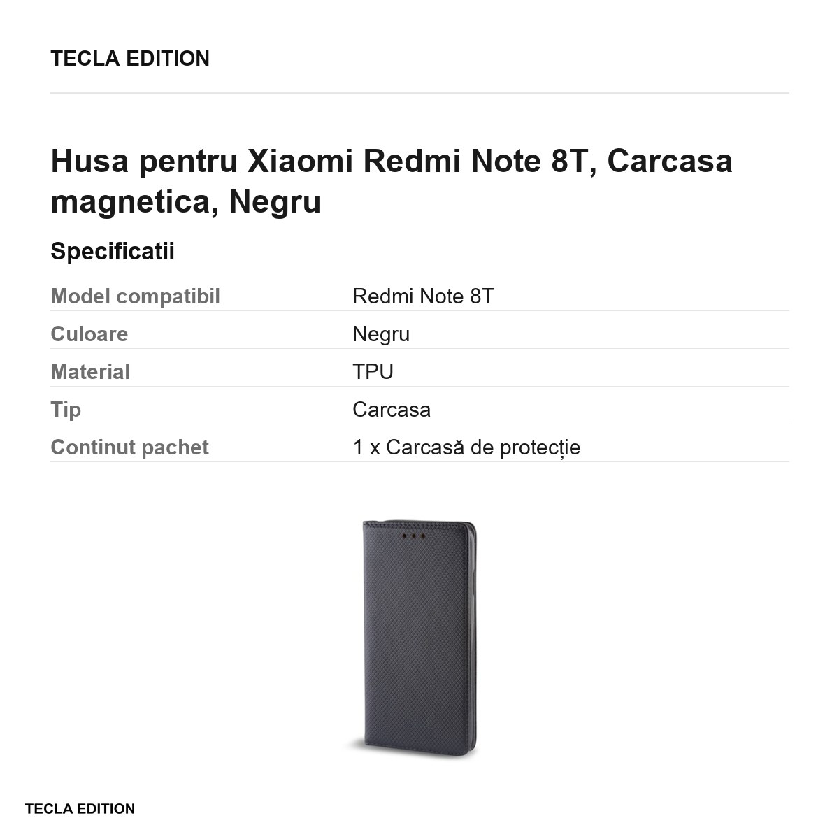 Husa pentru Xiaomi Redmi Note 8T, Carcasa magnetica, Negru [3]