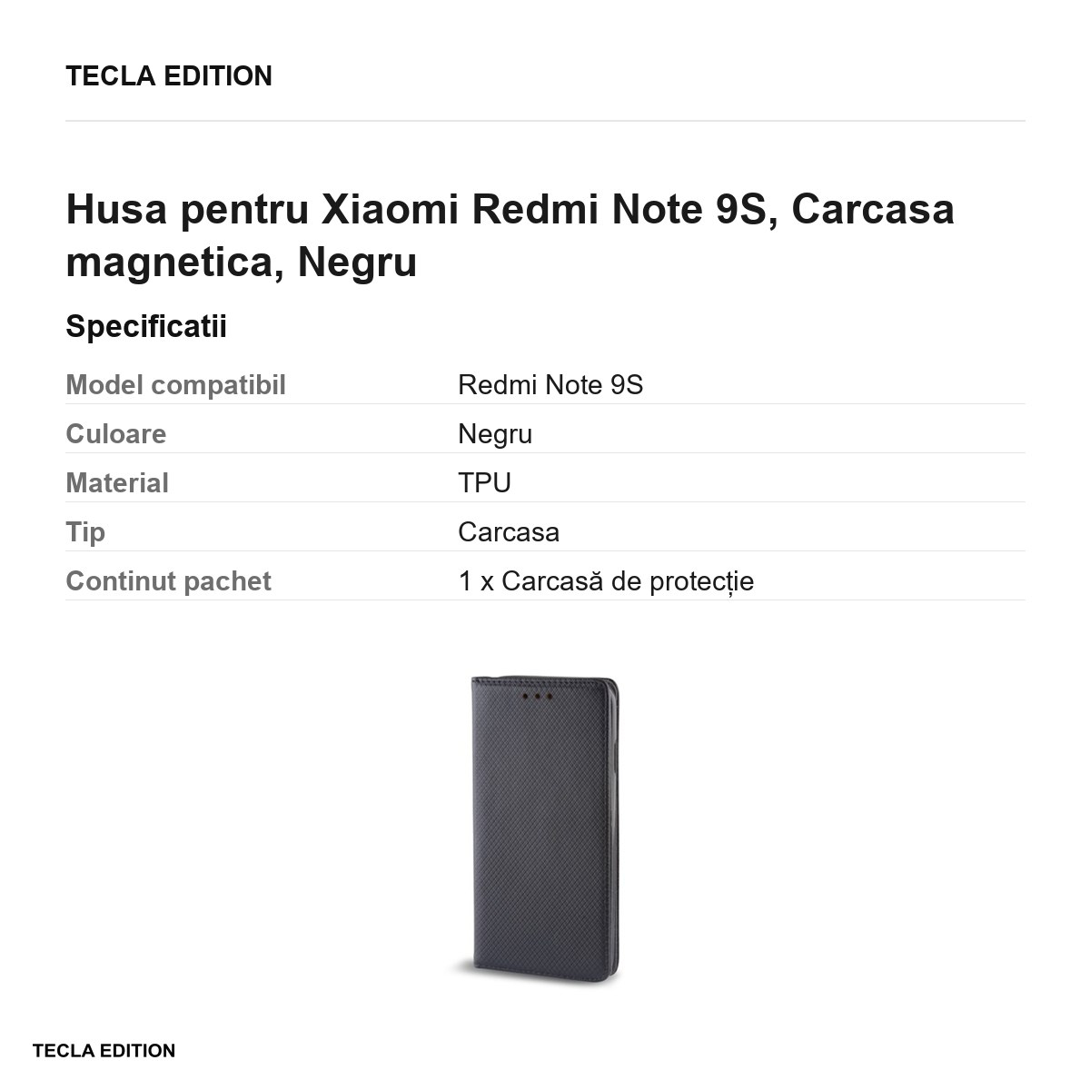 Husa pentru Xiaomi Redmi Note 9S, Carcasa magnetica, Negru [3]