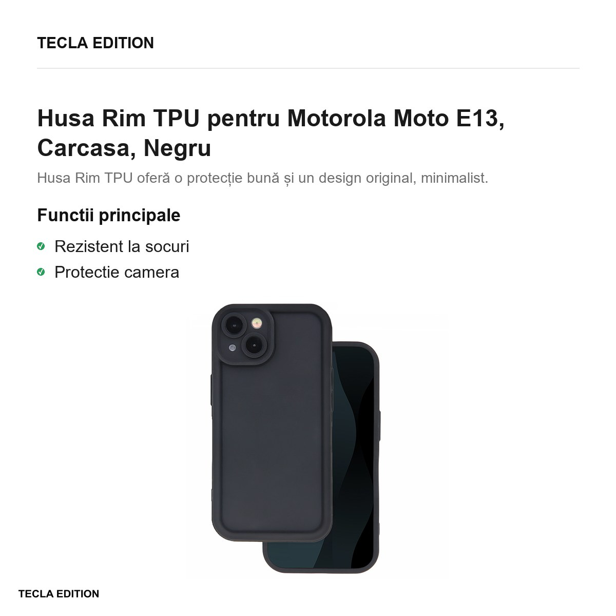 Husa Rim TPU pentru Motorola Moto E13, Carcasa, Negru [2]