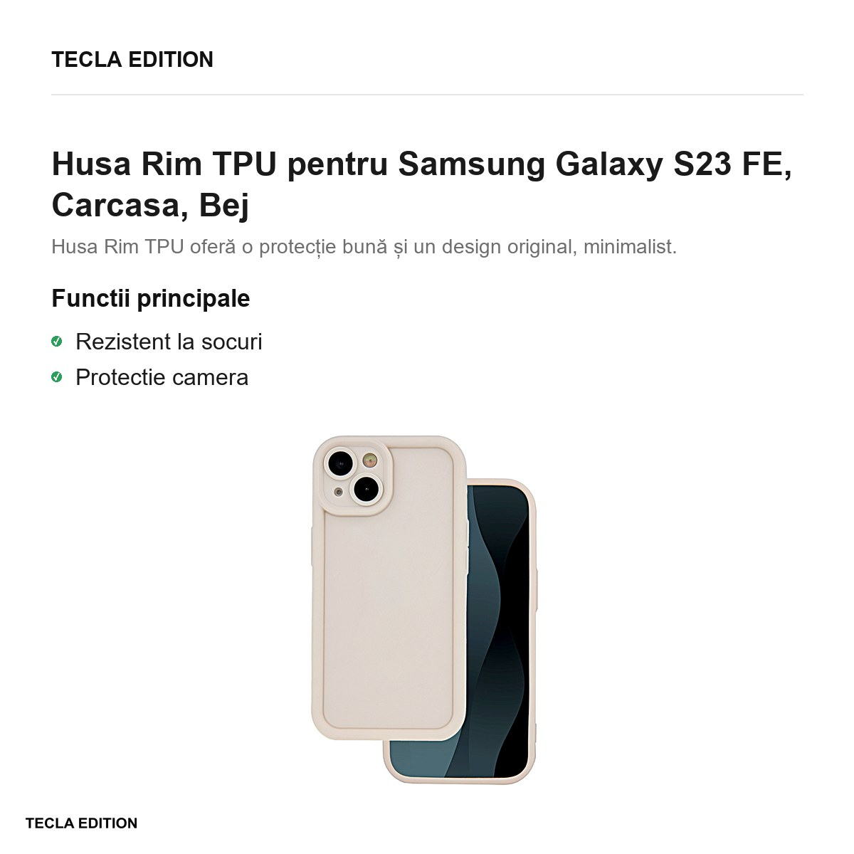 Husa Rim TPU pentru Samsung Galaxy S23 FE, Carcasa, Bej [2]