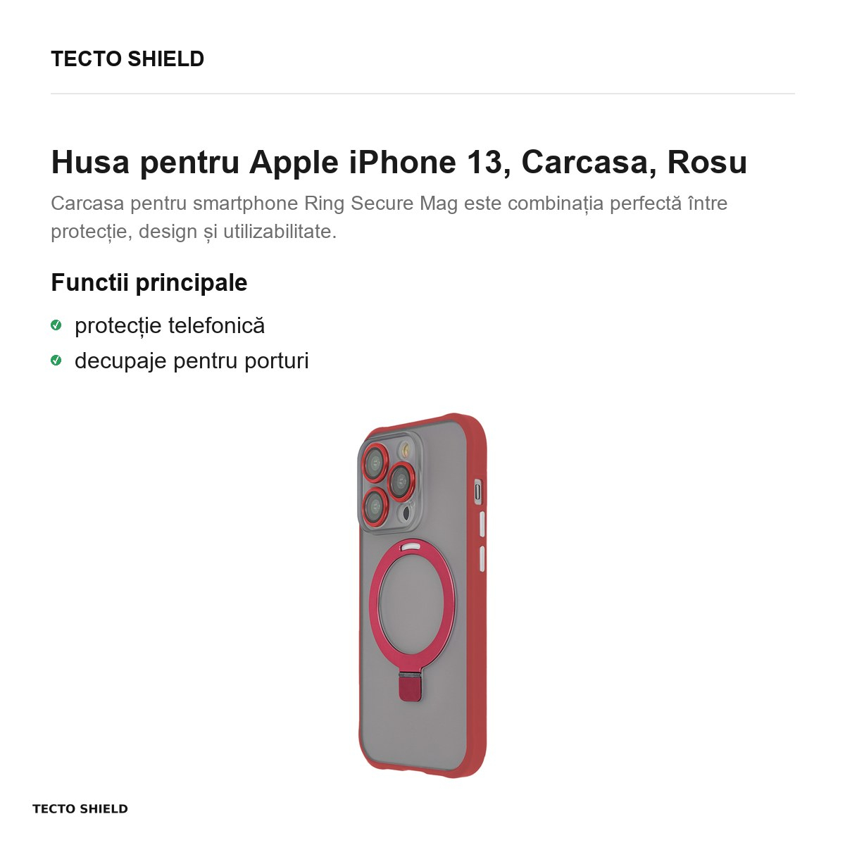 Husa Ring Secure Mag pentru Apple iPhone 13, Carcasa, Rosu [2]