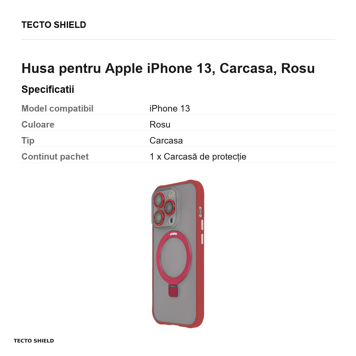 Husa Ring Secure Mag pentru Apple iPhone 13, Carcasa, Rosu [3]